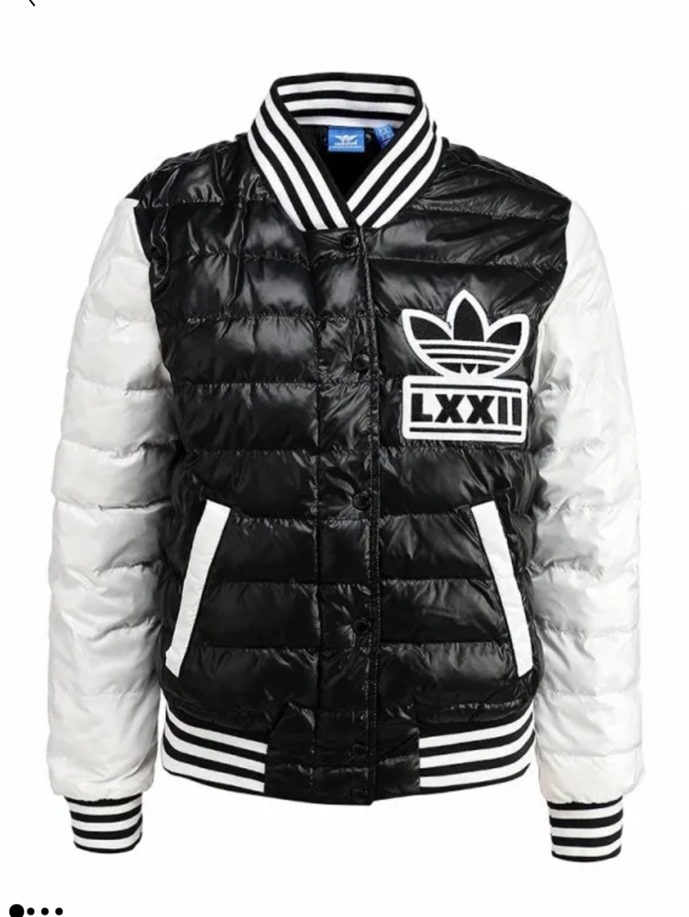 Adidas black and white quilted puffer jacket